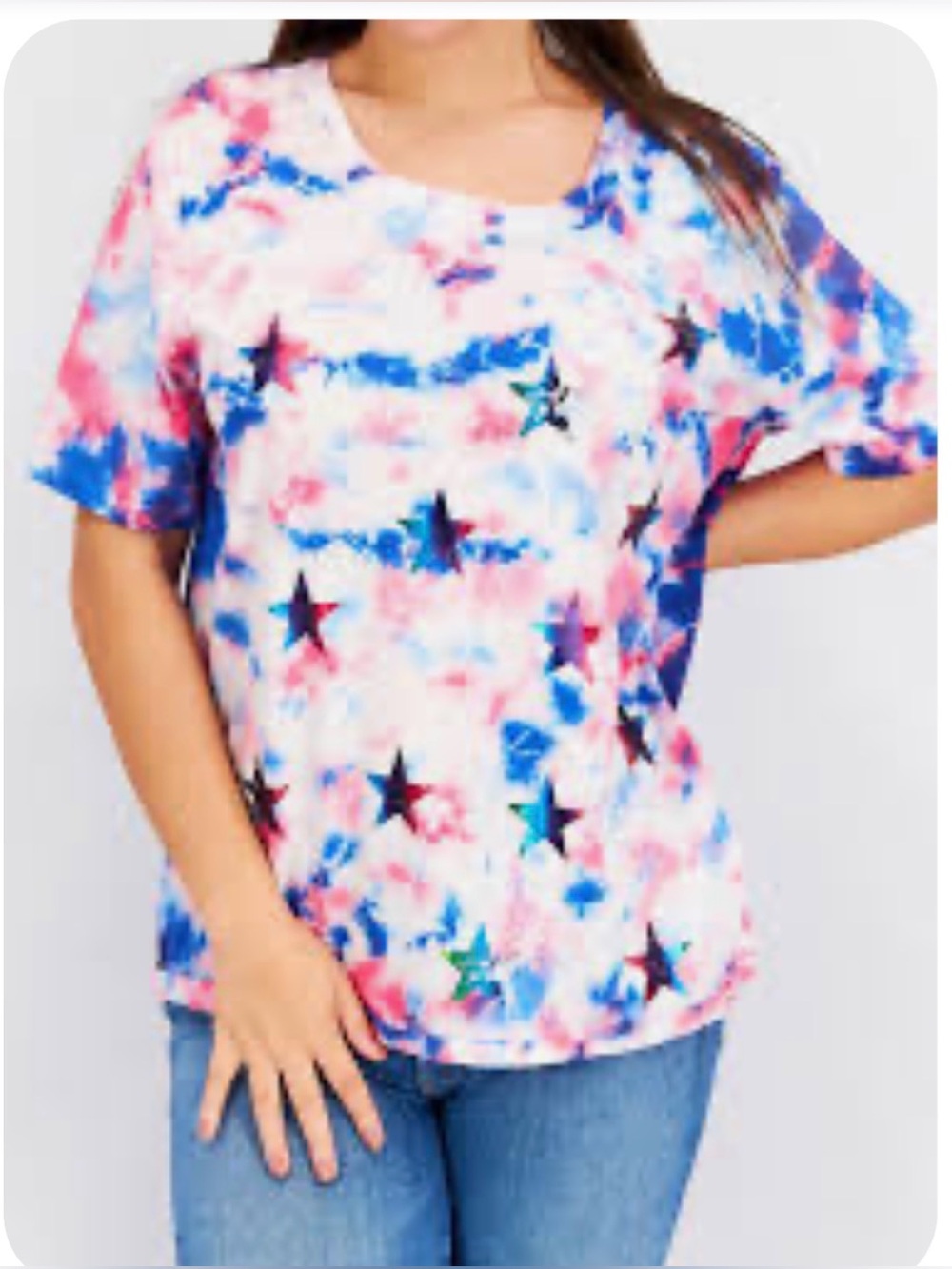 CHRLDR Star Print Tie-Dye Tee Women’s Size Large